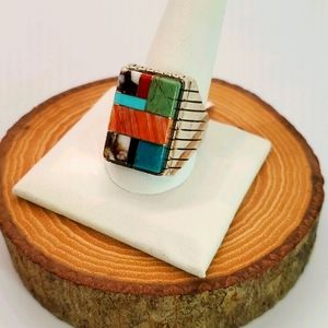 Ray Jack Navajo Sterling & Multi Stone Ring